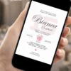 Convite de 15 anos rosa claro exibido em celular, com visual delicado e elegante para debutante.