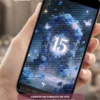 Convite Interativo Premium Jardim Encantado Azul exibido em celular, com portal floral iluminado em tons de azul, flores delicadas, borboletas brilhantes e efeitos visuais inspirados em um jardim mágico.