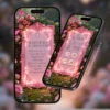 Detalhes do Convite Interativo Premium Jardim Encantado exibidos em celulares, mostrando a página principal do site e a área de sugestões de presentes em um cenário floral encantado com borboletas e iluminação suave.
