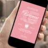 Convite rosa para debutante exibido em celular, com visual delicado e elegante para festa de 15 anos.