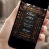 Save the date digital Las Vegas com tema cassino, cartas, fichas de poker e detalhes dourados em fundo preto para aniversário adulto, exibido em celular.