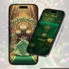 Convite A Princesa e o Sapo Interativo Premium em formato de site, com princesa em vestido verde, flores delicadas, vitórias-régias, lustres dourados e cenário inspirado no conto encantado da Princesa Tiana.