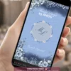 Convite Animado Azul para festa de 15 anos exibido em celular, com flores azuis delicadas, animações elegantes, detalhes florais e visual romântico em tons de azul.