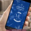 Convite Animado Baile de Inverno para festa de 15 anos exibido em smartphone, com fundo azul, flocos de neve, elementos inspirados no inverno e animações elegantes para uma celebração temática.