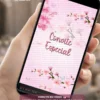 Convite animado de 15 anos rosa com foto, decorado com flores delicadas, borboletas e detalhes românticos. Convite digital personalizado para debutantes.