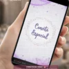 Convite Animado Lilás para 15 anos com detalhes florais delicados, moldura elegante e brilho suave. Convite digital personalizado com animações encantadoras para debutantes.