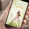 Convite animado para debutante dourado com ilustração delicada de jovem usando vestido elegante, detalhes em dourado e design sofisticado para festa de 15 anos.