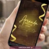 Convite animado preto e dourado com fotos para 15 anos, design sofisticado, detalhes em brilho dourado e animações elegantes para debutante.
