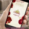 Convite Animado Vermelho com Foto para 15 anos exibido em smartphone, com rosas vermelhas, detalhes dourados, espaço para foto da debutante e animações elegantes que tornam a apresentação da festa ainda mais especial.