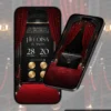 Convite Interativo Premium Baile da Vogue para festa de 15 anos com tapete vermelho, cortinas de veludo, botões dourados, iluminação elegante e design inspirado em eventos de gala, em formato de site.