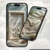 Parte interna do Convite de 15 Anos Fundo do Mar com design elegante inspirado nas profundezas do oceano. A composição apresenta uma moldura sofisticada com textura que remete a conchas e corais, cercada por areia, pérolas e elementos marinhos delicados. Os tons claros e suaves criam uma atmosfera leve, refinada e encantadora, perfeita para uma celebração temática inspirada na beleza do mar.