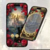 Convite de 15 Anos Interativo Premium A Bela e a Fera com castelo encantado, rosas vermelhas, detalhes dourados, layout em formato de site e sugestões de presentes.