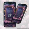 Tela complementar do Convite de 15 Anos Jardim Noturno exibindo as seções de código de vestimenta e sugestões de presente. O design apresenta um cenário encantador com rosas delicadas em tons de rosa, lanternas iluminadas, borboletas e luzes cintilantes que criam uma atmosfera romântica e mágica. As informações são organizadas de forma elegante dentro de uma moldura floral iluminada, mantendo toda a identidade visual sofisticada do tema.