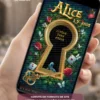 Convite Interativo Alice no País das Maravilhas Premium em formato de site, com fechadura dourada, cartas de baralho, rosas vermelhas, borboletas e elementos inspirados no universo mágico de Alice.