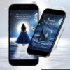 Convite Interativo Noite Estrelada Premium em formato de site, com céu azul iluminado, lua cheia, estrelas brilhantes e caminho cintilante criando uma atmosfera mágica para festa de 15 anos.