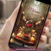 Convite Interativo Premium A Bela e a Fera em formato de site, com rosa encantada na redoma, velas iluminadas, detalhes dourados e atmosfera inspirada no clássico conto de fadas.