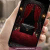 Convite Interativo Premium Baile da Vogue para festa de 15 anos com envelope preto, tapete vermelho, cortinas de veludo, cordões dourados e cenário inspirado em grandes premiações, em formato de site.