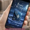Convite Interativo Premium Noite Estrelada em formato de site, com céu noturno azul, lua, estrelas brilhantes e detalhes prateados elegantes para festa de 15 anos.