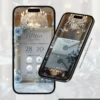 Parte interna do Convite de 15 Anos Interativo Premium Azul Serenity com moldura elegante, flores azuis delicadas, borboletas decorativas e informações da festa organizadas em formato digital para celular.