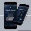 Página de Dress Code, Manual do Convidado e Sugestão de Presente do Convite Interativo Céu Estrelado para festa de 15 anos. O layout apresenta fundo azul-marinho com efeito de céu estrelado, tipografia elegante em branco e informações sobre traje social, regras do evento, recomendações aos convidados e lista de sugestões de presentes.