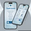 Convite Interativo com Envelope Digital Baile de Inverno – Manual do Convidado e Sugestão de Presente exibindo páginas complementares em tons de azul-claro e branco, decoradas com flocos de neve e elementos inspirados no inverno. A tela apresenta orientações para os convidados, regras de participação no evento, dress code e sugestões de presentes, proporcionando uma experiência organizada e elegante.