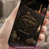 Convite de 15 Anos Las Vegas Interativo apresentado em um celular, com design sofisticado inspirado em Las Vegas, iluminação dourada e elementos de cassino.
