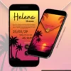 Convite interativo Tardezinha com envelope digital e página interna para festa de 15 anos, apresentado em dois smartphones.